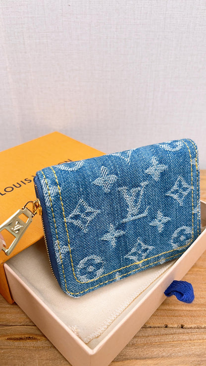 LV Monogram Denim Blue Zippy Coin Purse