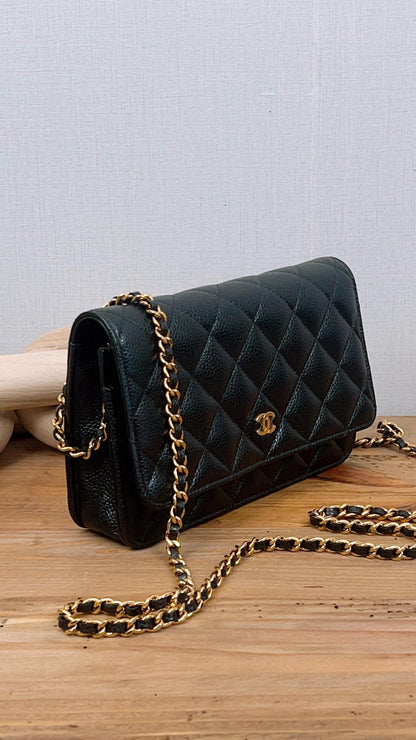 Chanel Black Caviar WOC (GHW)