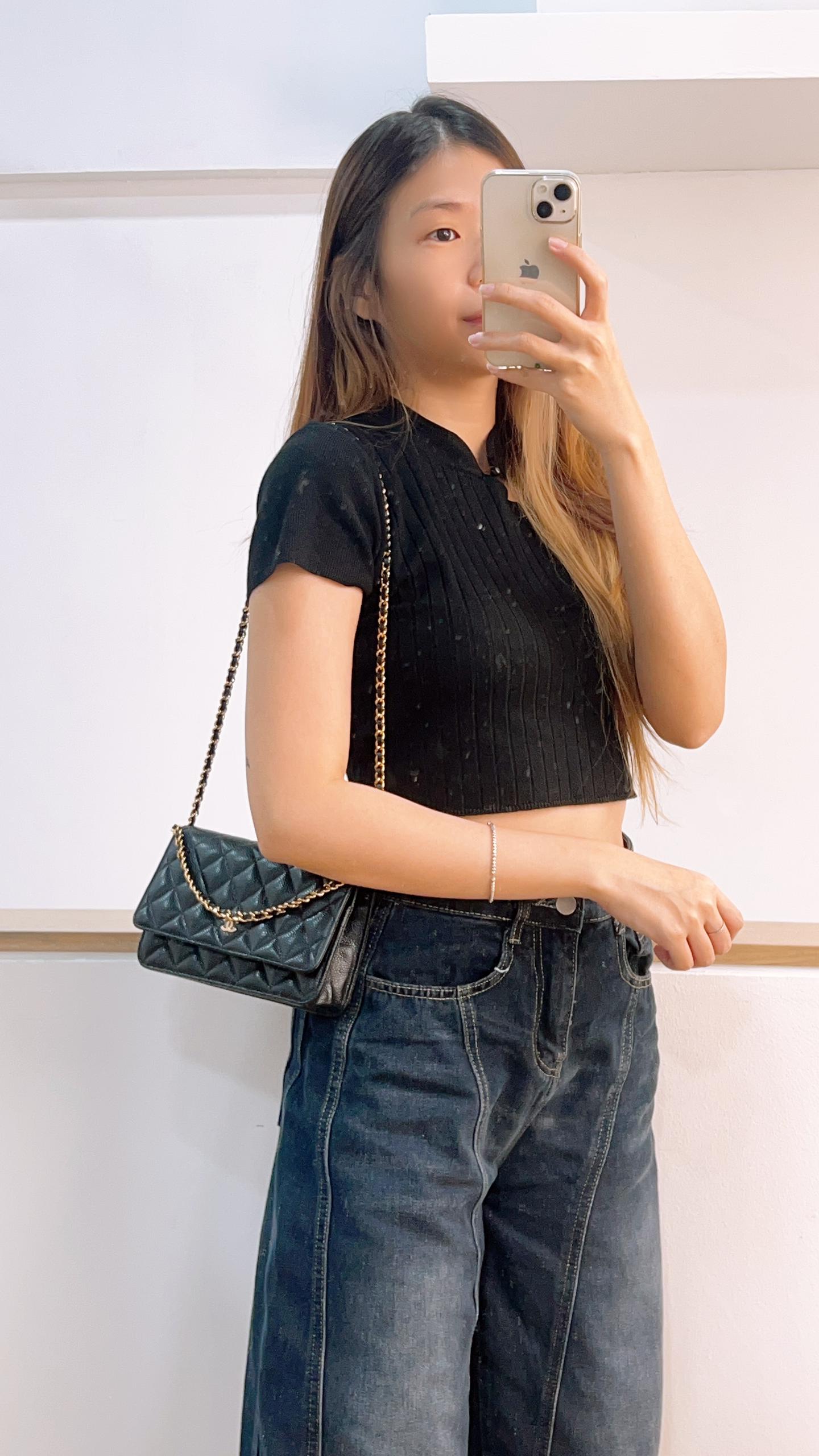 Chanel Black Caviar WOC (GHW)