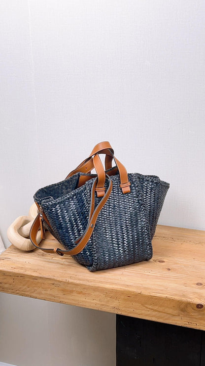 Loewe Navy Woven Medium Hammock