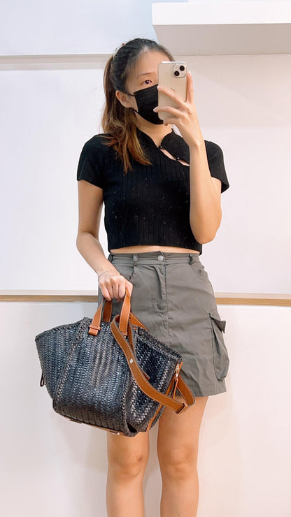 Loewe Navy Woven Medium Hammock