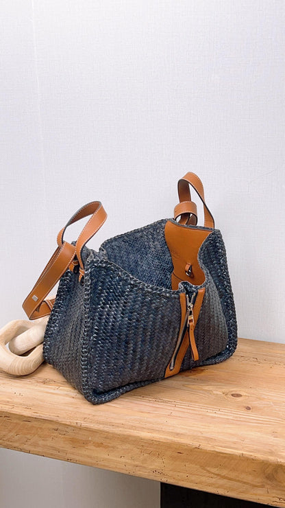 Loewe Navy Woven Medium Hammock