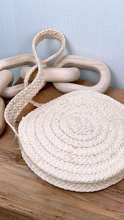 Celine Small Triomphe Raffia Round Shoulder Bag