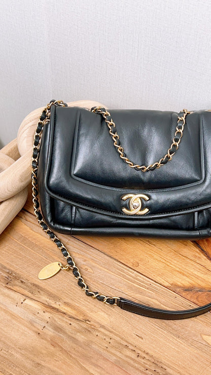 Chanel Black Lambskin Puffy Flap Bag (GHW)