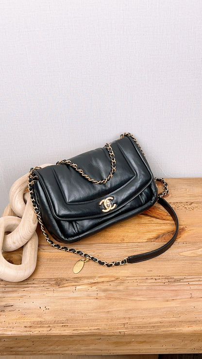 Chanel Black Lambskin Puffy Flap Bag (GHW)