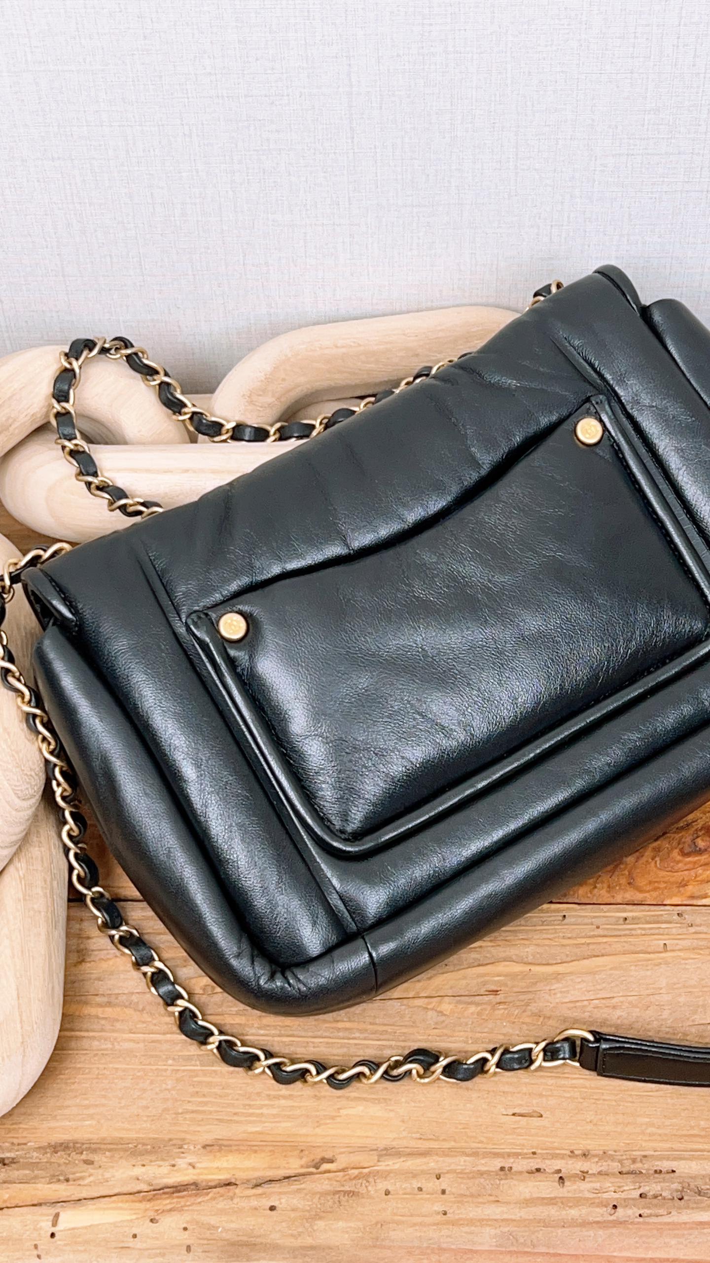 Chanel Black Lambskin Puffy Flap Bag (GHW)