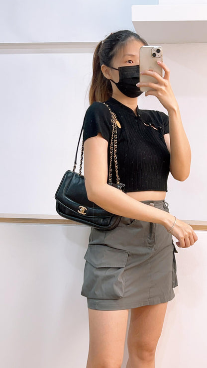 Chanel Black Lambskin Puffy Flap Bag (GHW)