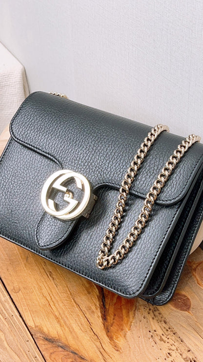 Gucci Black Interlocking G Crossbody Bag (GHW)