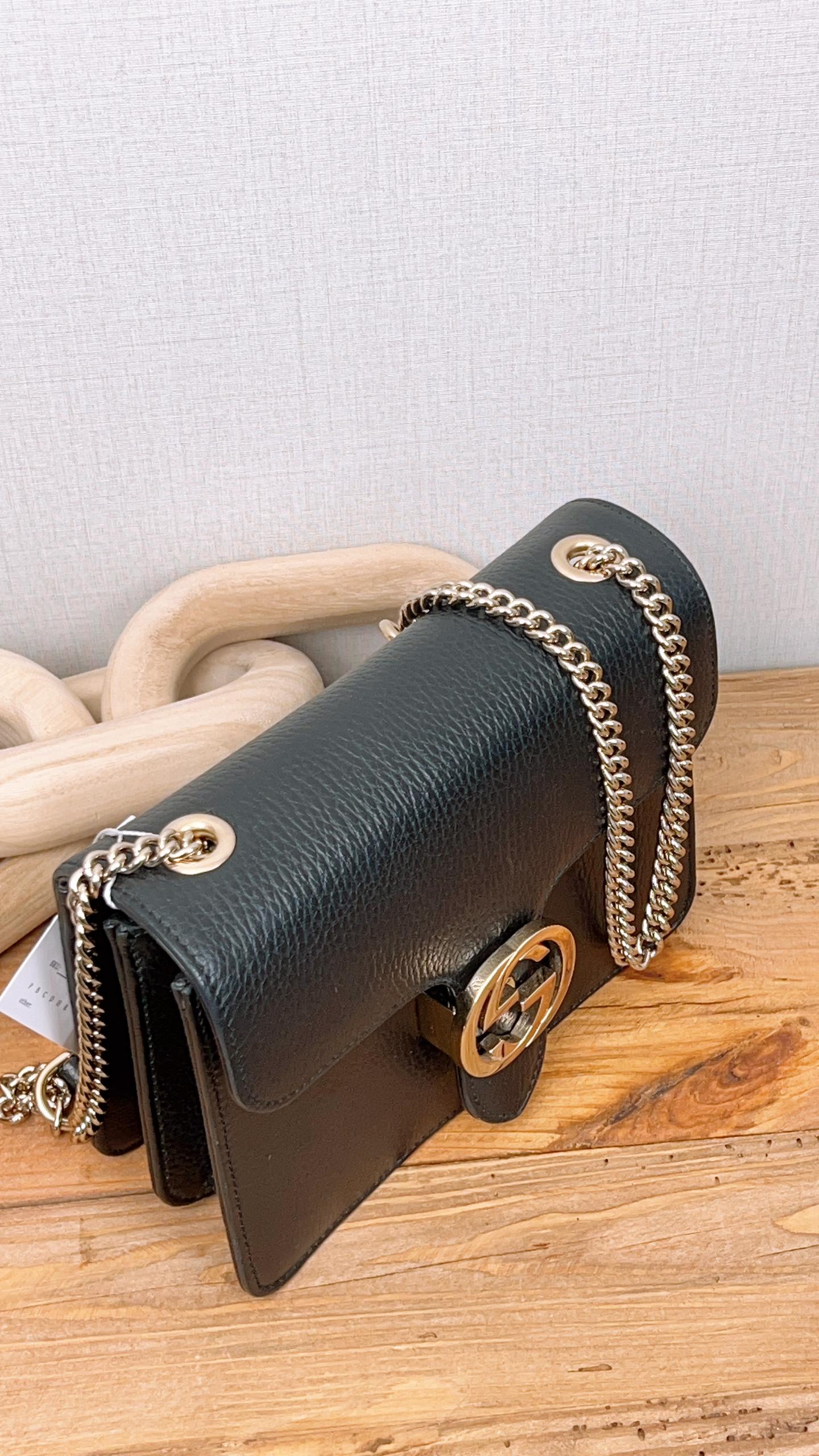 Gucci Black Interlocking G Crossbody Bag (GHW)