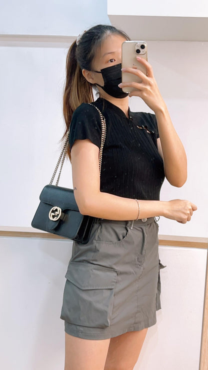 Gucci Black Interlocking G Crossbody Bag (GHW)