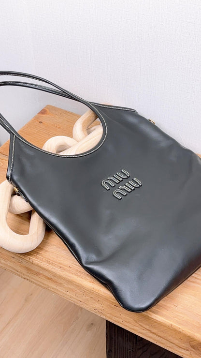 Miu Miu Black Calfskin Ivy Tote