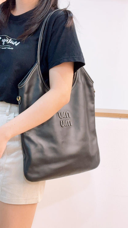 Miu Miu Black Calfskin Ivy Tote