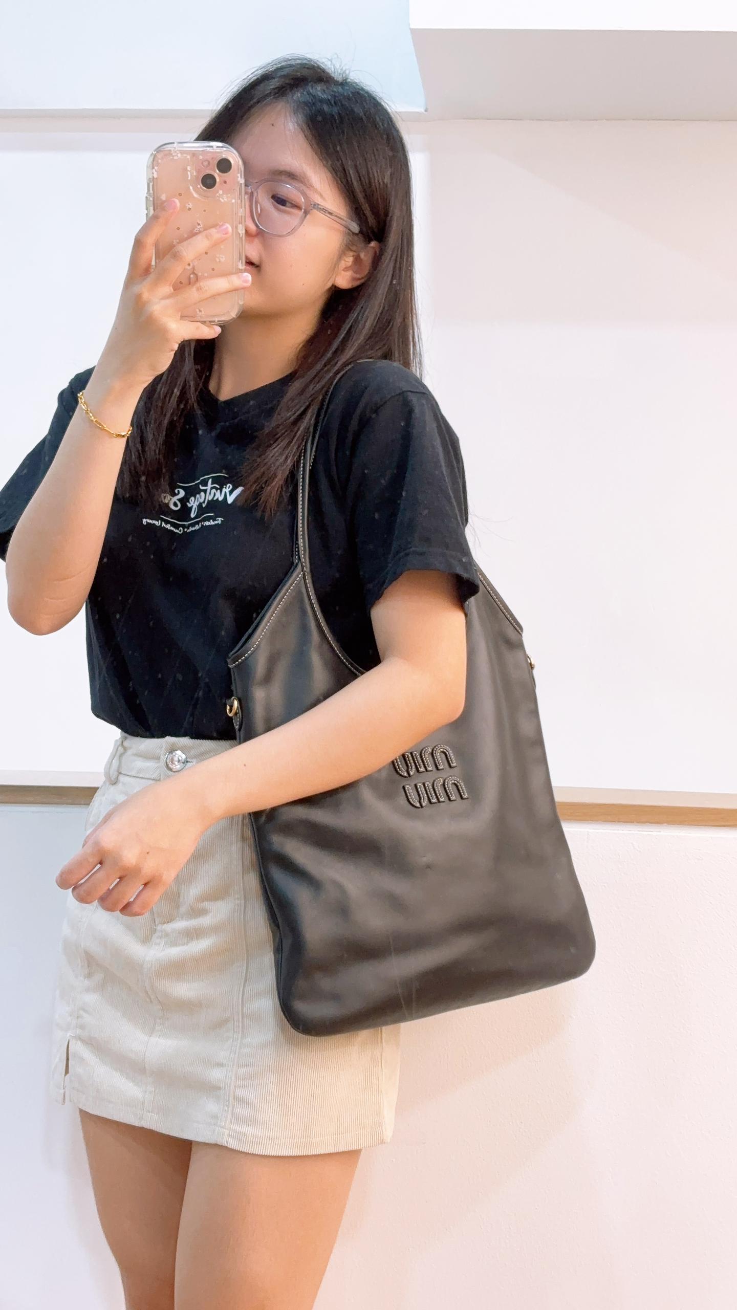 Miu Miu Black Calfskin Ivy Tote