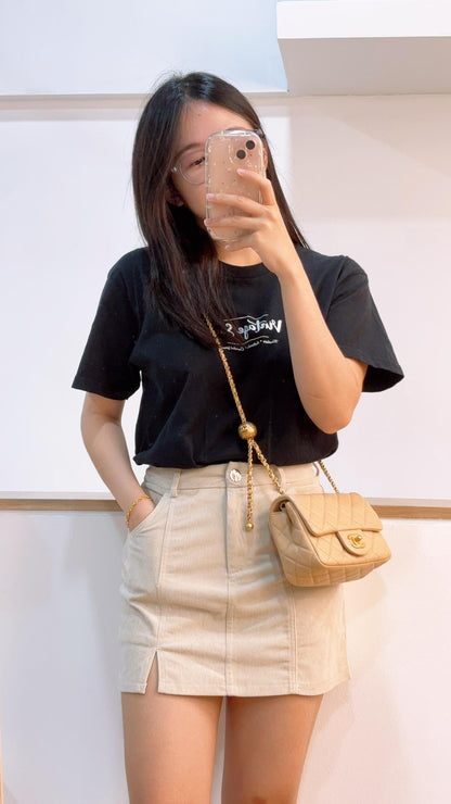 Chanel Beige Lambskin Mini Square with Pearl Crush