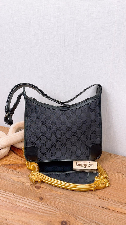Gucci Black Monogram GG Canvas Shoulder Bag