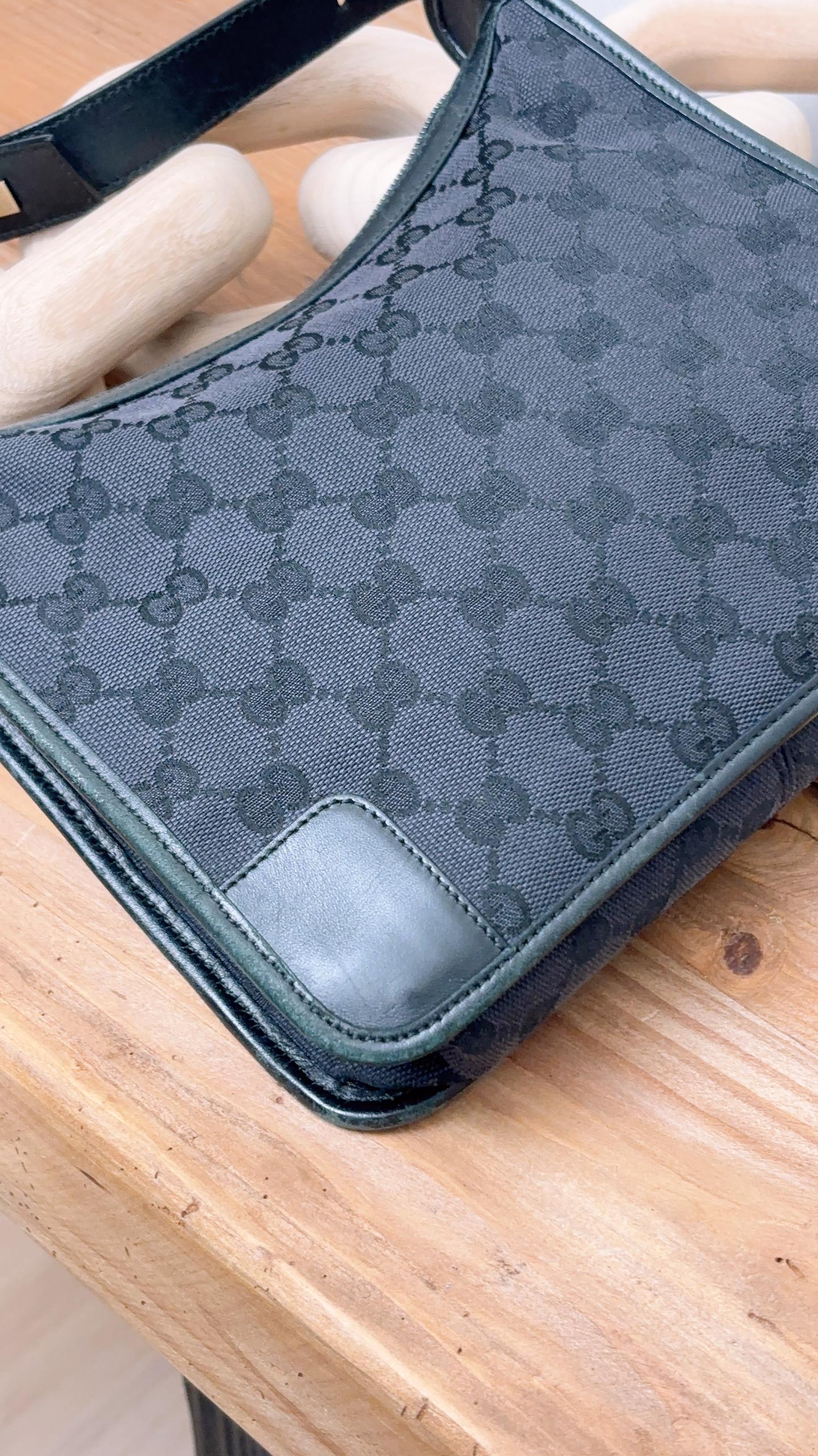 Gucci Black Monogram GG Canvas Shoulder Bag