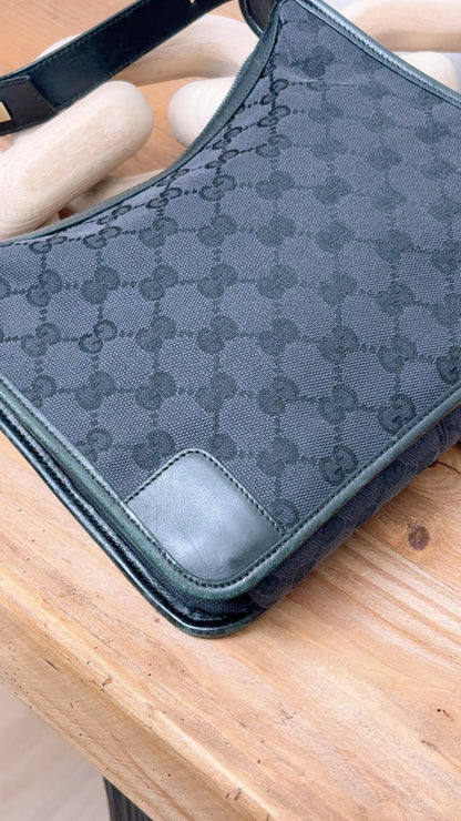 Gucci Black Monogram GG Canvas Shoulder Bag
