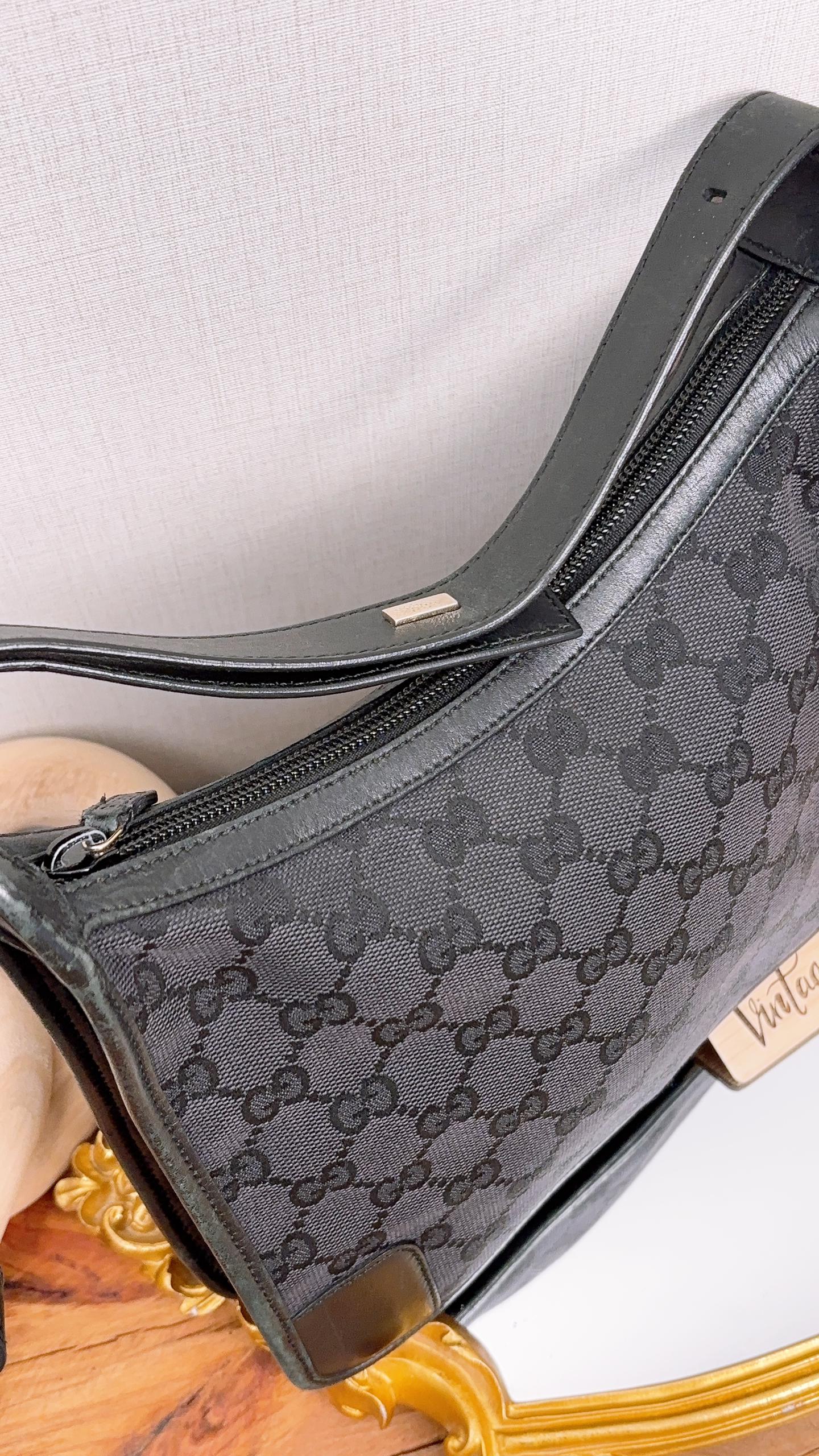 Gucci Black Monogram GG Canvas Shoulder Bag