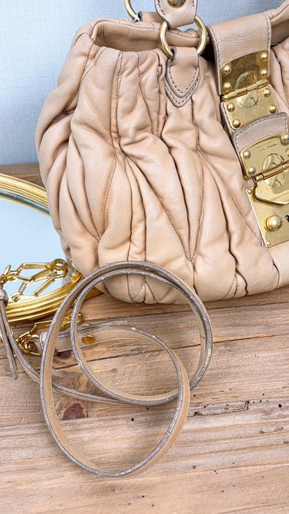 Miu Miu Beige Matelasse Nappa Small Coffer 2-Way Bag