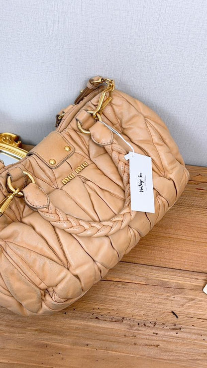 Miu Miu Beige Matelasse Nappa Small Coffer 2-Way Bag