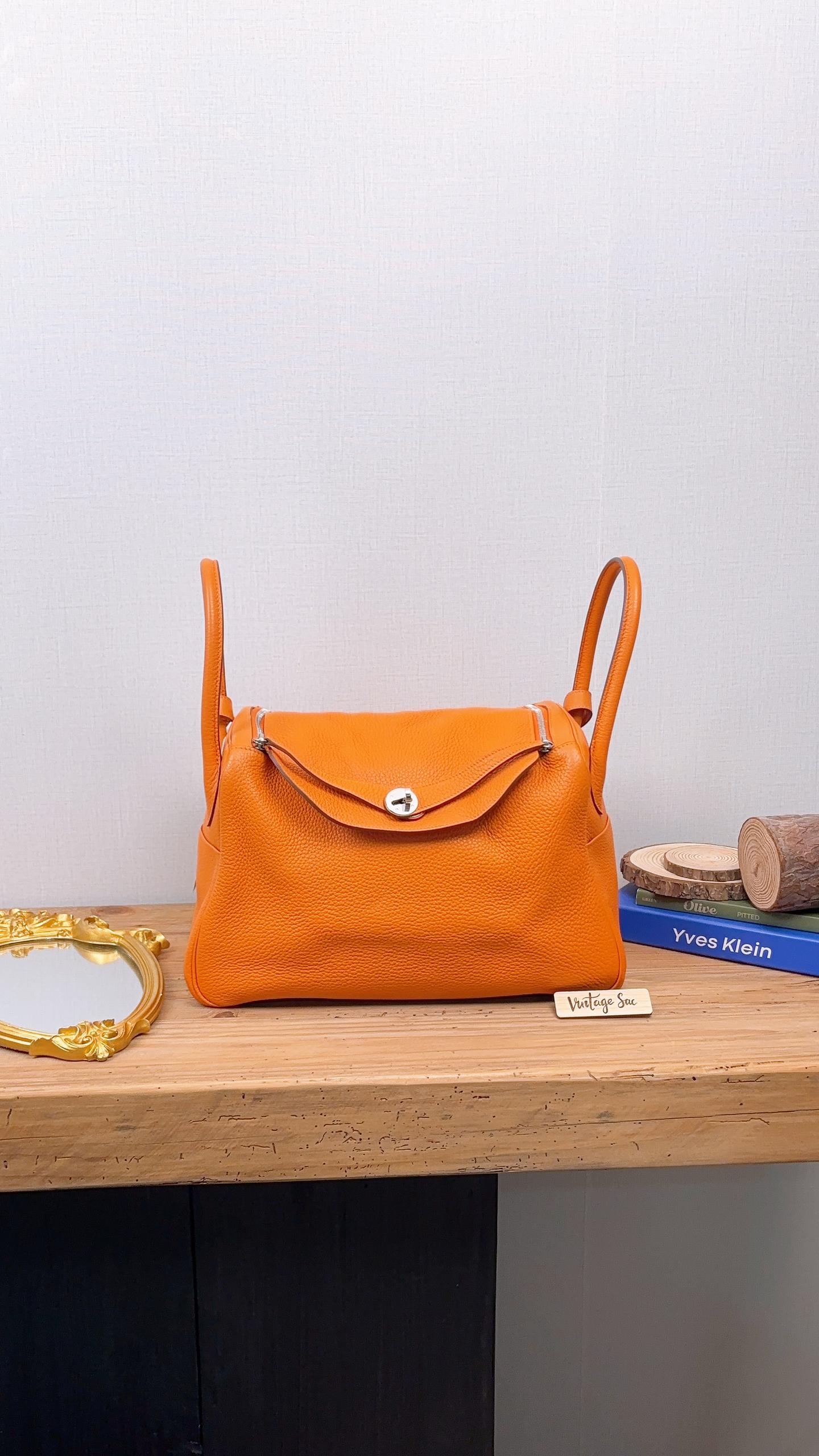 Hermes Orange Clemence Lindy 34 (PHW)