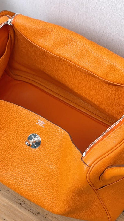 Hermes Orange Clemence Lindy 34 (PHW)