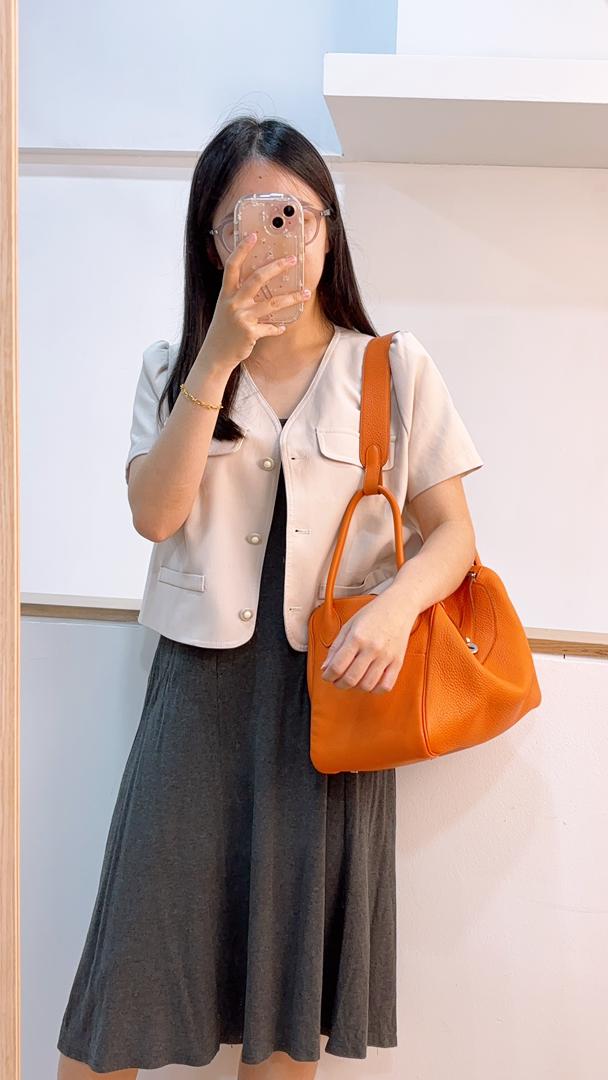 Hermes Orange Clemence Lindy 34 (PHW)