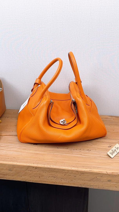 Hermes Orange Clemence Lindy 34 (PHW)