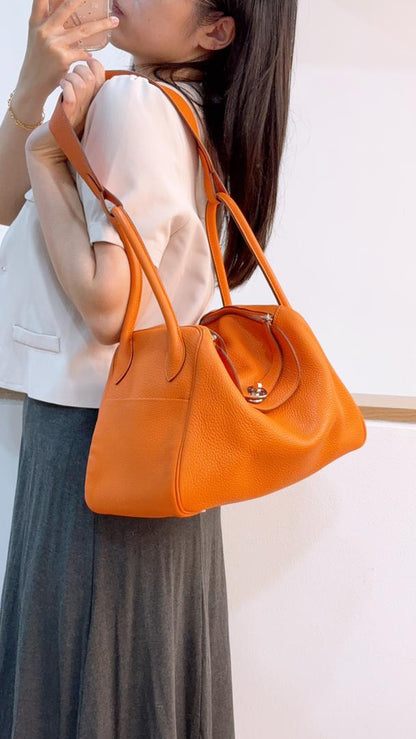 Hermes Orange Clemence Lindy 34 (PHW)