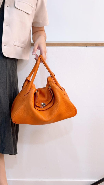 Hermes Orange Clemence Lindy 34 (PHW)
