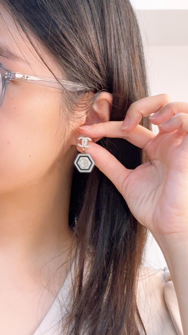 Chanel Light Gold Snowflake CC Earrings