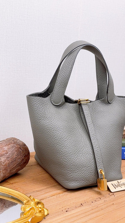 Hermes Gris Meyer Picotin 18 (GHW)