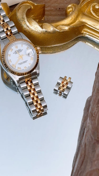 Rolex Steel x 18K Yellow Gold White Datejust Automatic Watch 26mm