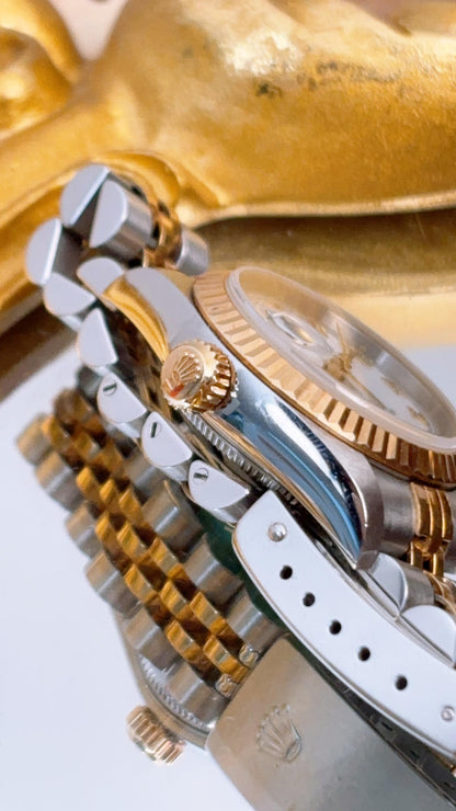 Rolex Steel x 18K Yellow Gold White Datejust Automatic Watch 26mm