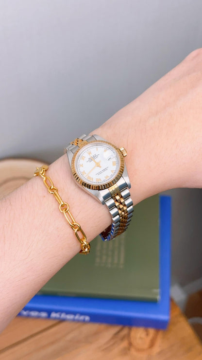 Rolex Steel x 18K Yellow Gold White Datejust Automatic Watch 26mm