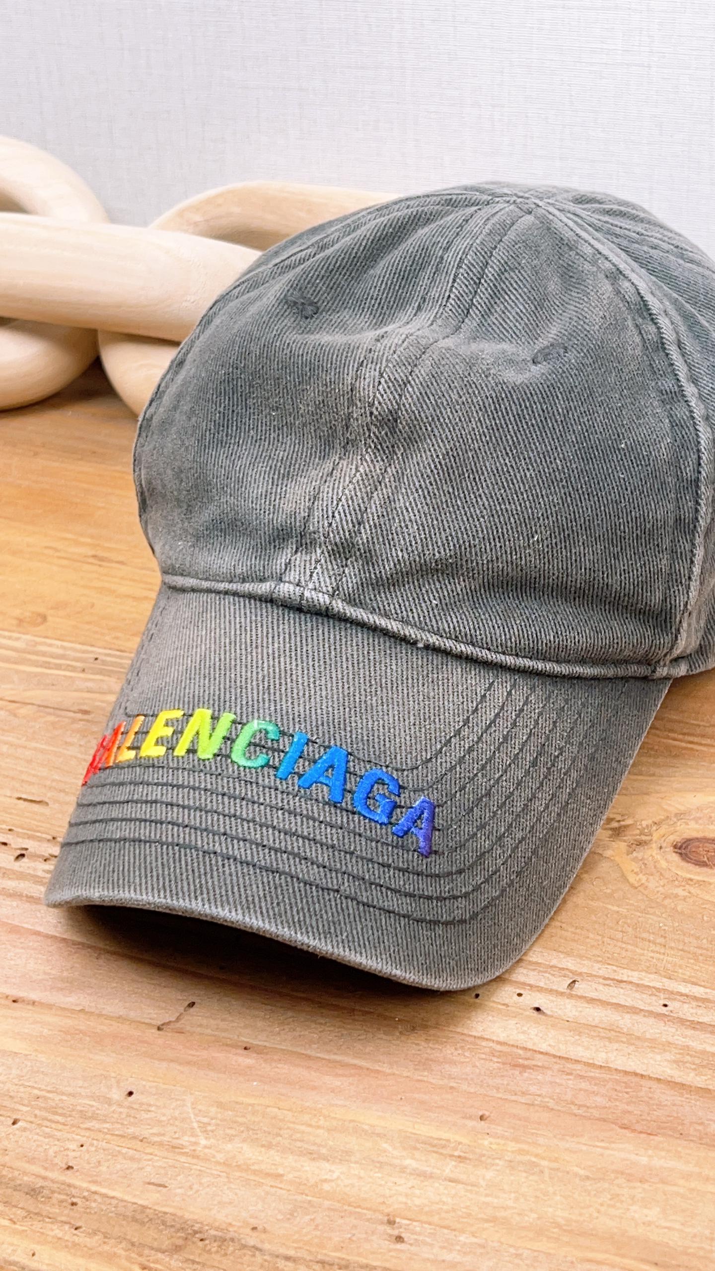 Balenciaga Dark Grey Denim Logo Baseball Cap (size L)
