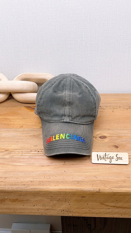 Balenciaga Dark Grey Denim Logo Baseball Cap (size L)