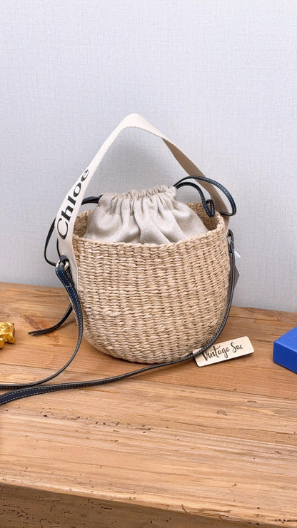 Chloe Navy Small Woody Basket