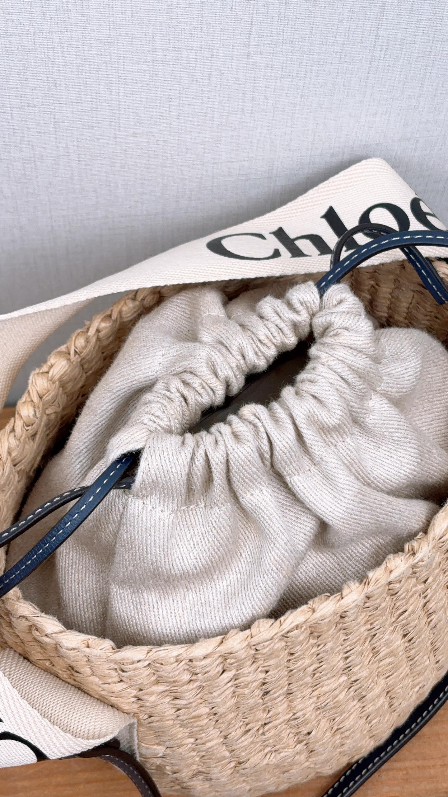 Chloe Navy Small Woody Basket