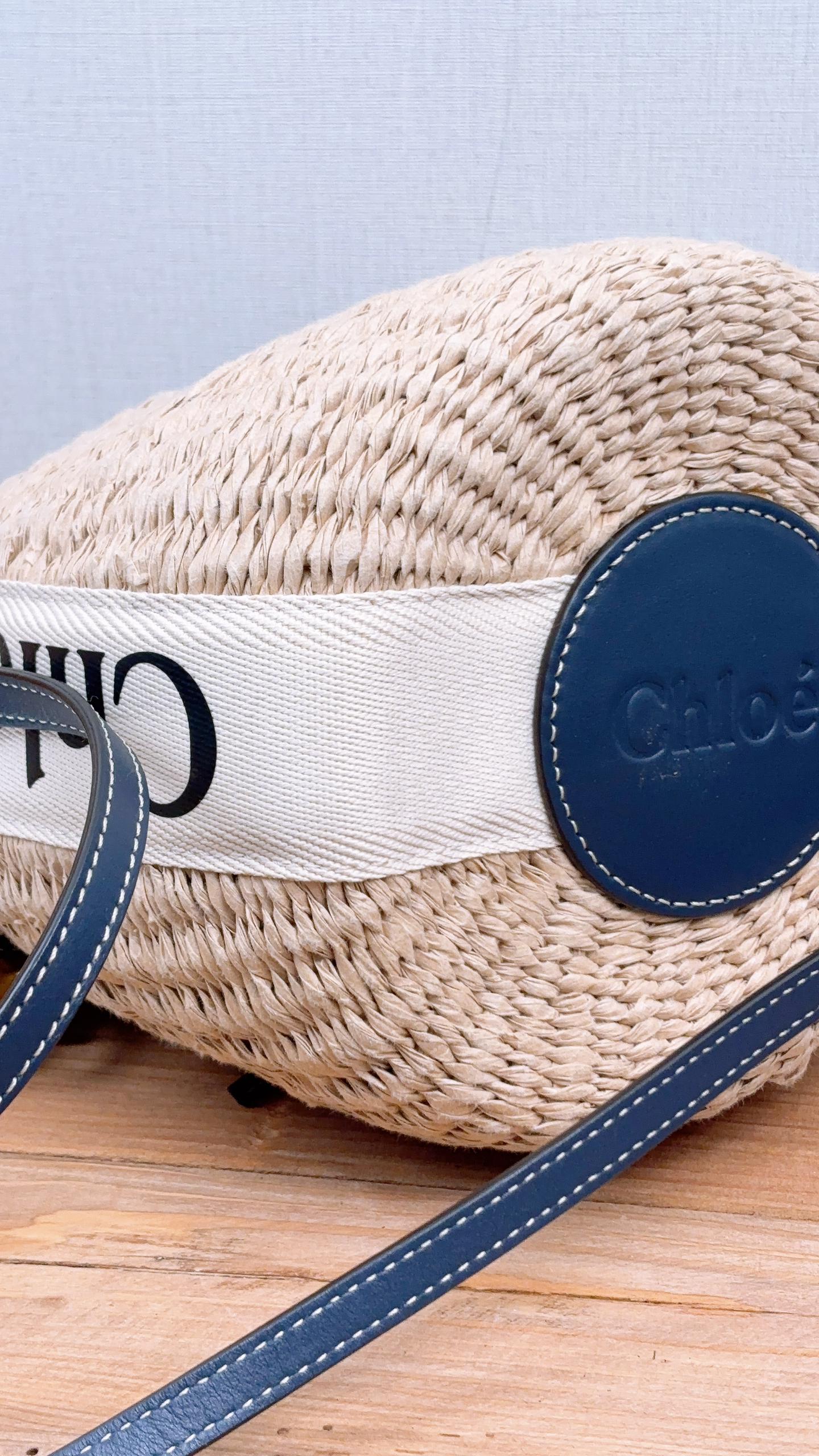 Chloe Navy Small Woody Basket