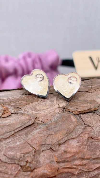 Gucci Sterling Silver Heart Shape GG Earrings