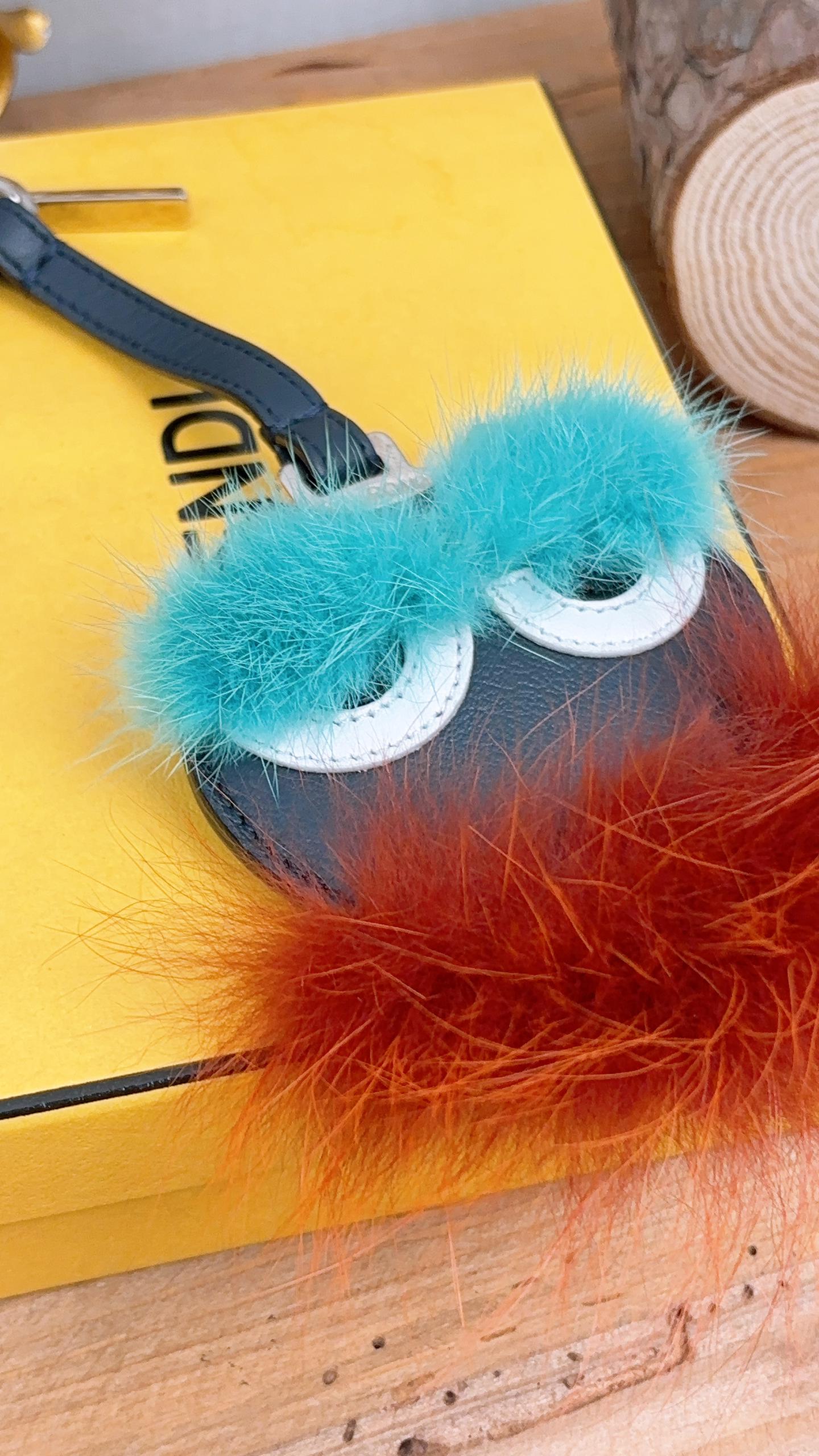 Fendi Teal Blue Mirror Bag Bugs Charm