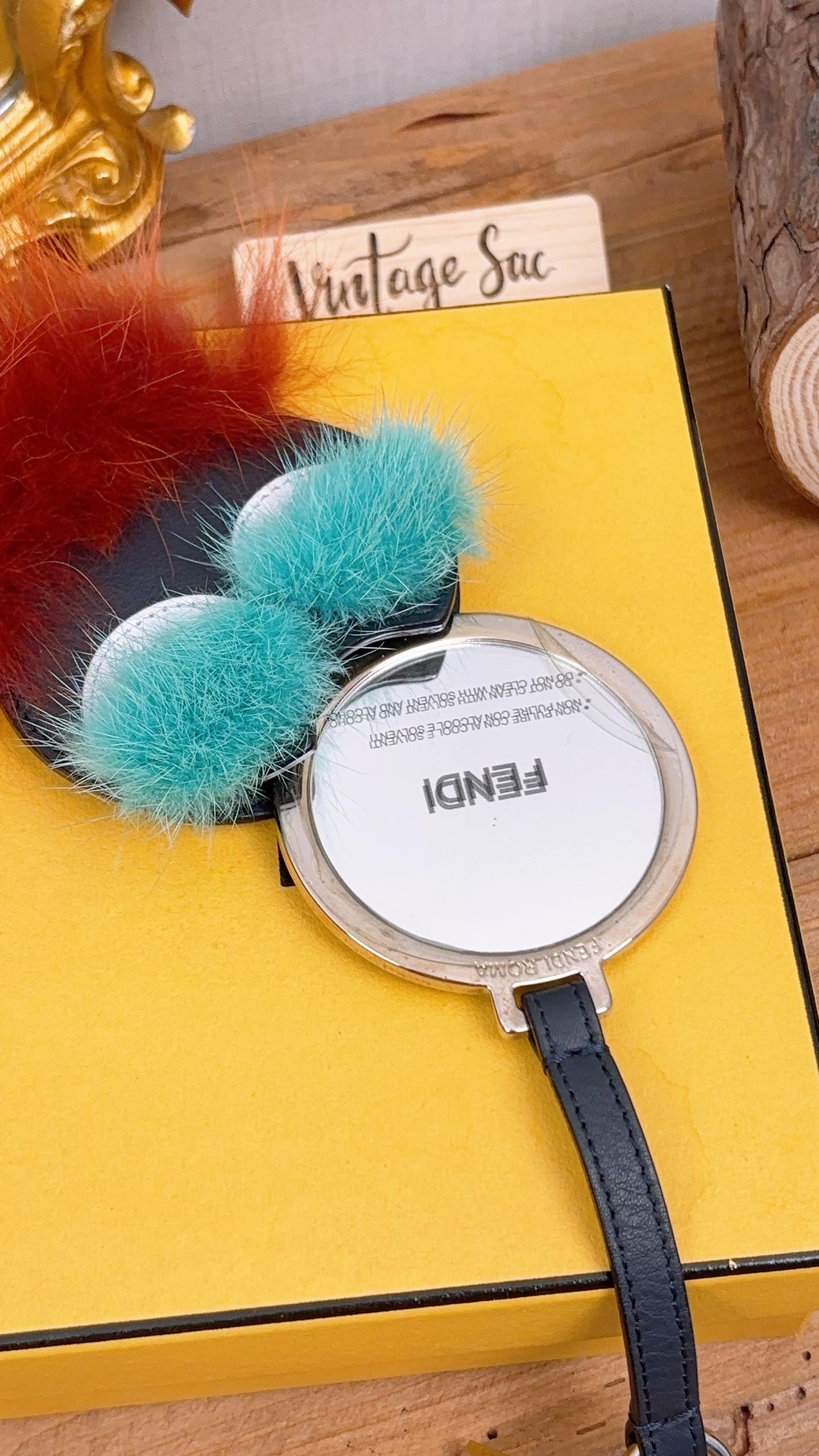 Fendi Teal Blue Mirror Bag Bugs Charm – VintageSac