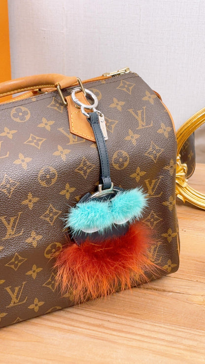 Fendi Teal Blue Mirror Bag Bugs Charm