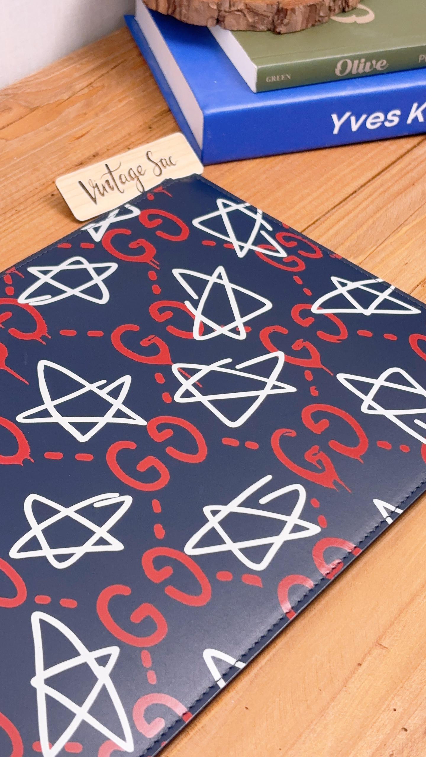 Gucci Navy Ghost Graffiti Print Pouch