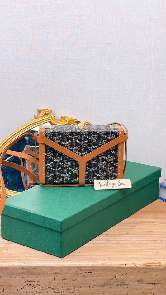 Goyard Black x Tan Minaudiere Trunk Bag