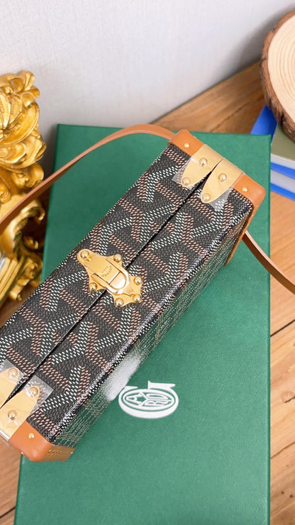 Goyard Black x Tan Minaudiere Trunk Bag