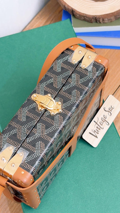 Goyard Black x Tan Minaudiere Trunk Bag