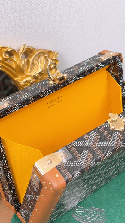 Goyard Black x Tan Minaudiere Trunk Bag