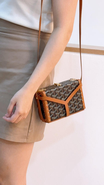 Goyard Black x Tan Minaudiere Trunk Bag